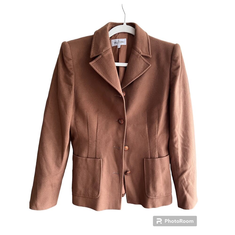 Valentino Woman's Vintage Cashmere Camel Blazer  - Size 42/ Size 8